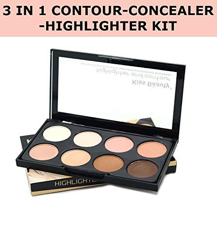 Tuch - Much Highlighter & Contour Palette | 8 Shades Concealer & Foundation Kit with Brush | Cream Makeup for Face | Pack of 2 | Perfect for Contouring, Highlighting & Full Face Makeup