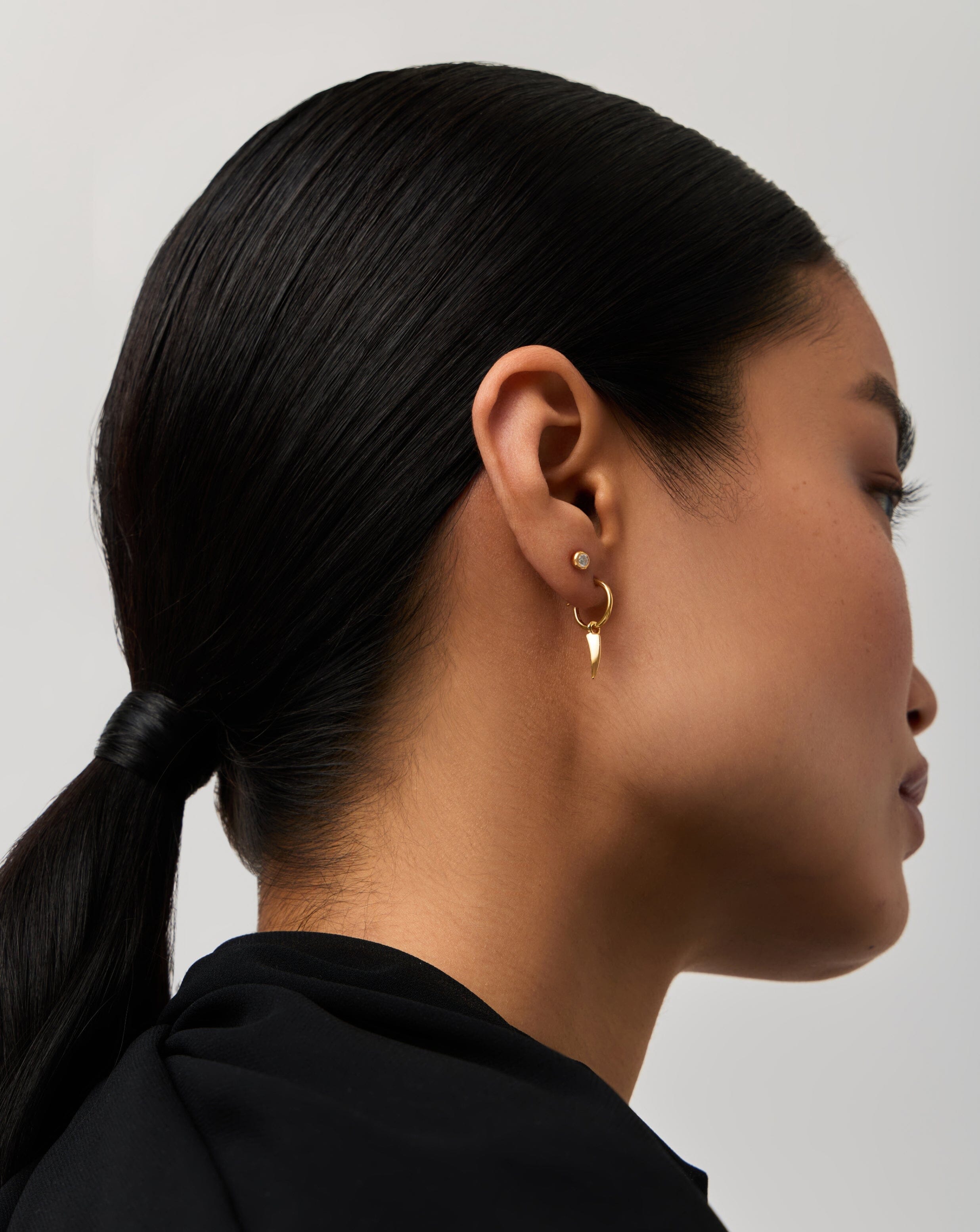 18k Gold Vermeil Claw Hoop & Stud Earrings Set - Elegant Dangle Hoops & Minimalist Studs for Women, Perfect for Everyday Wear, Date Night & Special Occasions