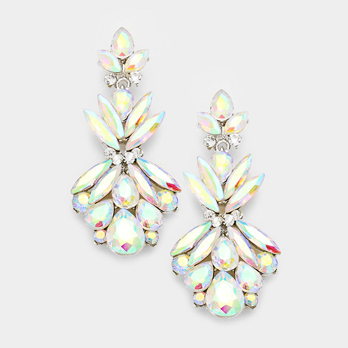 AB Crystal Floral Dangle Earrings for Women - Elegant Drop Earrings with Sparkling Stones | Perfect for Parties, Weddings & Special Occasions