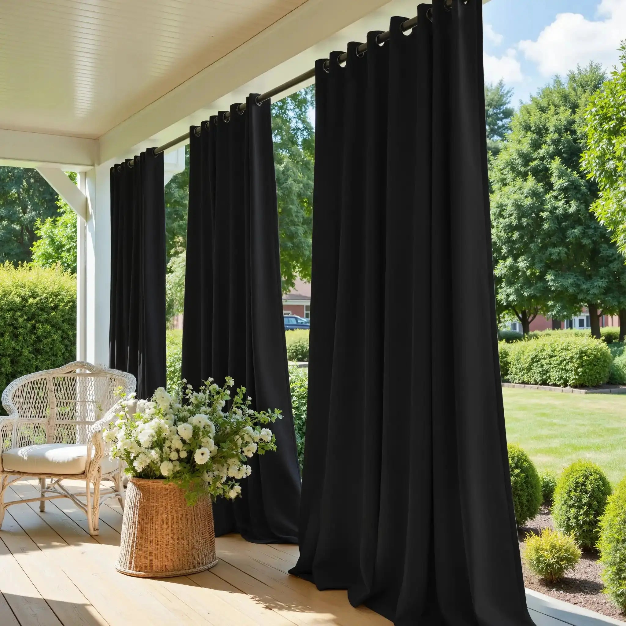 Premium Solid Acrylic Outdoor Curtains - Waterproof & UV Resistant Patio Drapes for Porch, Deck, and Poolside Privacy - Heavy Duty Weatherproof Window Treatments for Sun Protection and Decoration