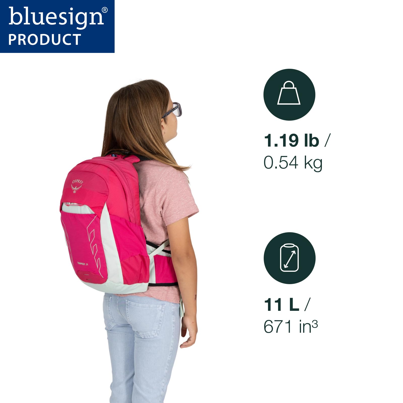 Osprey Tempest Jr Girls Lightweight Hiking Backpack for Kids - Hotspot Pink | Perfect for Outdoor Adventures, School & Travel Daypacks