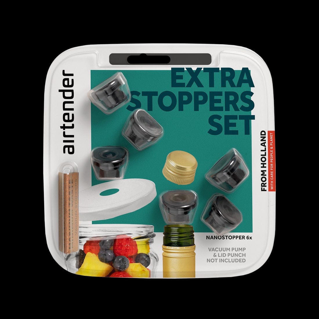 Premium Airtender Wine Stoppers Set of 6 - Reusable Vacuum Seal Bottle Stoppers for Wine, Champagne & Liquor Preservation - Perfect for Home Bars, Parties & Gifts