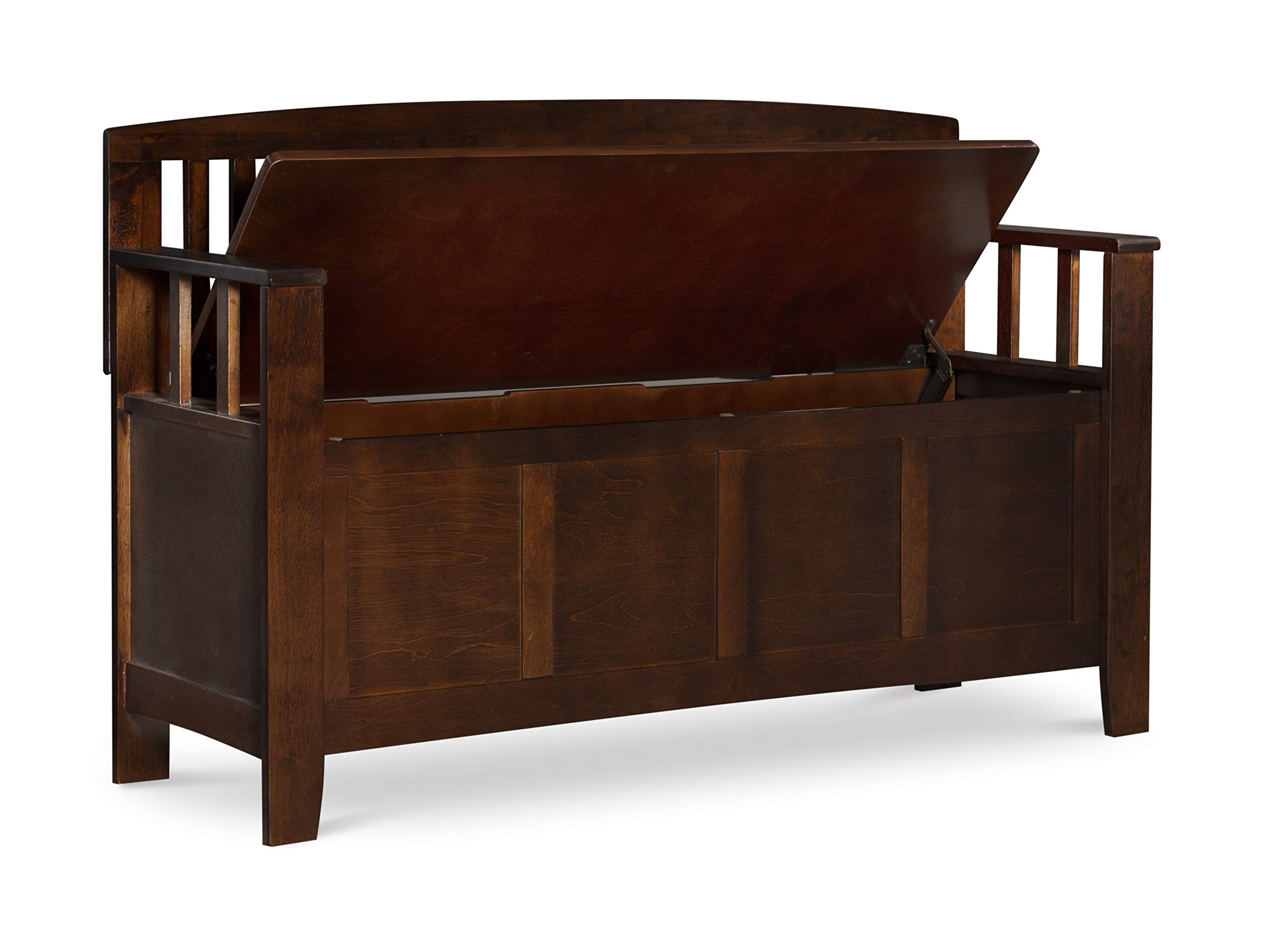 Linon Carlsbad Walnut Storage Bench with Lift Top - Stylish Entryway Seating & Hidden Storage for Shoes, Blankets & More - Perfect for Hallway, Bedroom or Living Room Organization