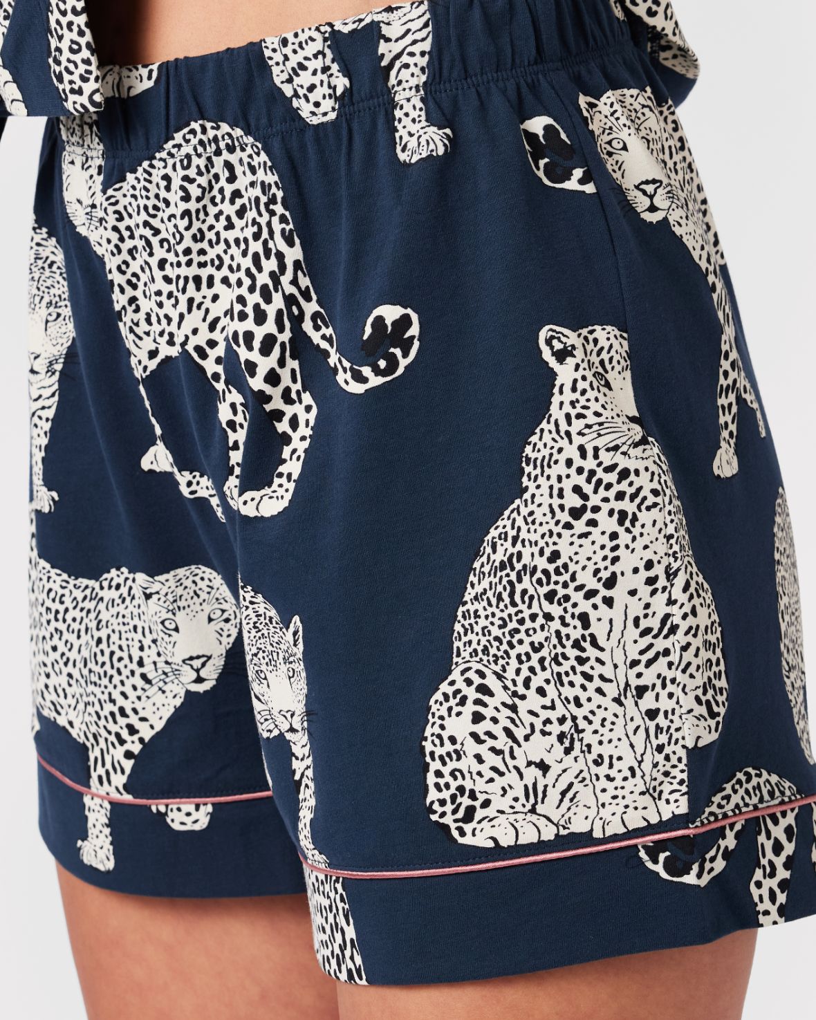 Organic Cotton Leopard Print Short Pajama Set for Women - Soft Sleepwear & Lounge Set for Summer Nights, Vacation and Relaxing at Home