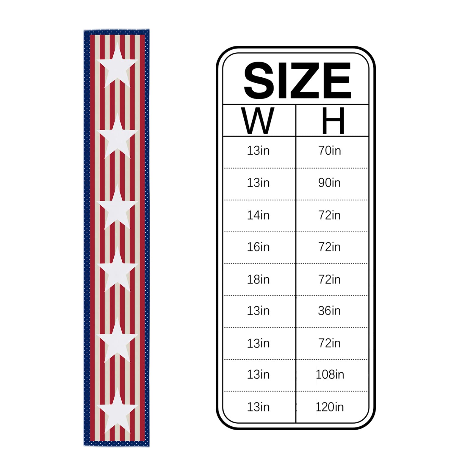 4th of July Patriotic Table Runner - 13x70 Inch USA Flag Stripes Stars Design for Dining Table, Farmhouse Kitchen Decor, Holiday Dinner Party Decoration | Perfect for Independence Day Celebrations, BBQ Gatherings & Festive Home Decor