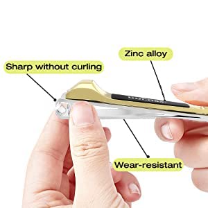 DOCOSS Professional Stainless Steel Nail Clippers Set for Men & Women - Sharp Precision Nail Trimmer with Ergonomic Handle, Pack of 2 (Gold) - Perfect for Home, Travel, Salon & Grooming Kit Essentials