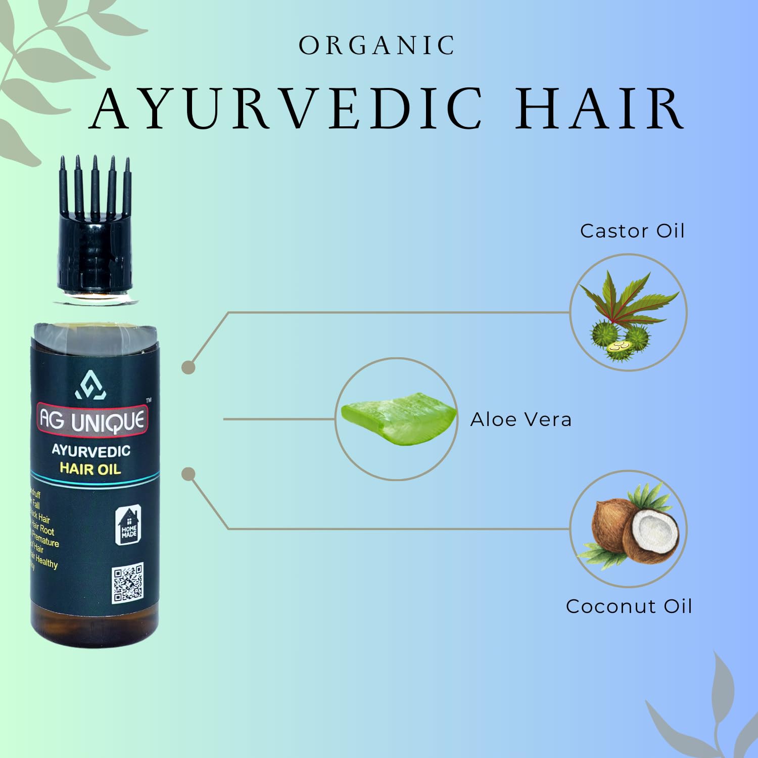 AG UNIQUE Ayurvedic Hair Oil for Hair Growth & Strength - Natural Herbal Blend for Healthy Scalp & Thicker Hair - 100ml Bottle for Men & Women - Perfect for Daily Hair Care & Scalp Massage