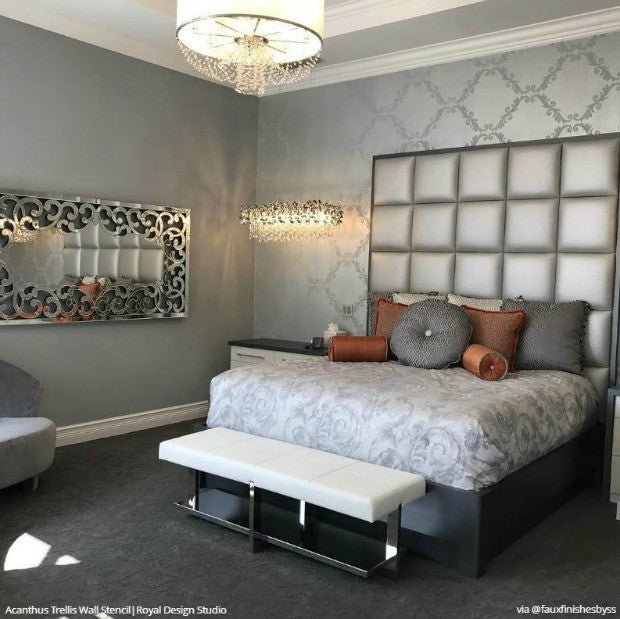 Acanthus Trellis Wall Stencil - Reusable DIY Decorative Painting Template for Home & Garden Décor | Perfect for Walls, Furniture, and Fabric Projects