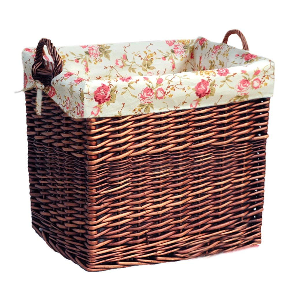 Large Woven Rattan Storage Basket - 17.7x15.7x13.7in Thick Steamed Wicker Laundry Hamper & Organizer for Bedroom, Bathroom, Closet - Perfect for Clothes, Toys, Blankets & Home Decor Storage