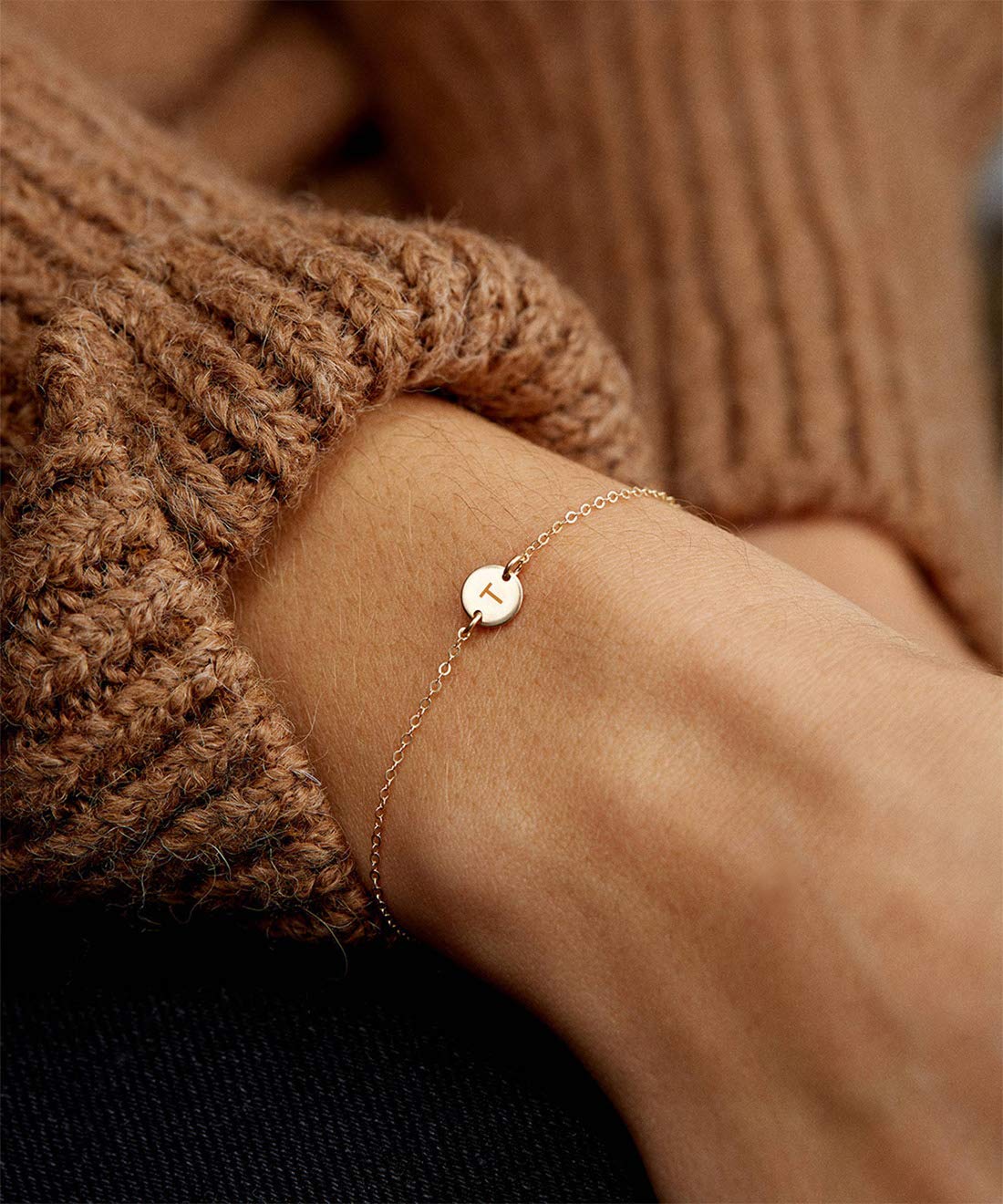 Personalized Initial Bracelet for Women - 18K Gold Plated Stainless Steel Letter Charm Bracelet with Dainty Coin & Disc Pendant - Perfect for Gifts, Anniversaries, and Everyday Elegance