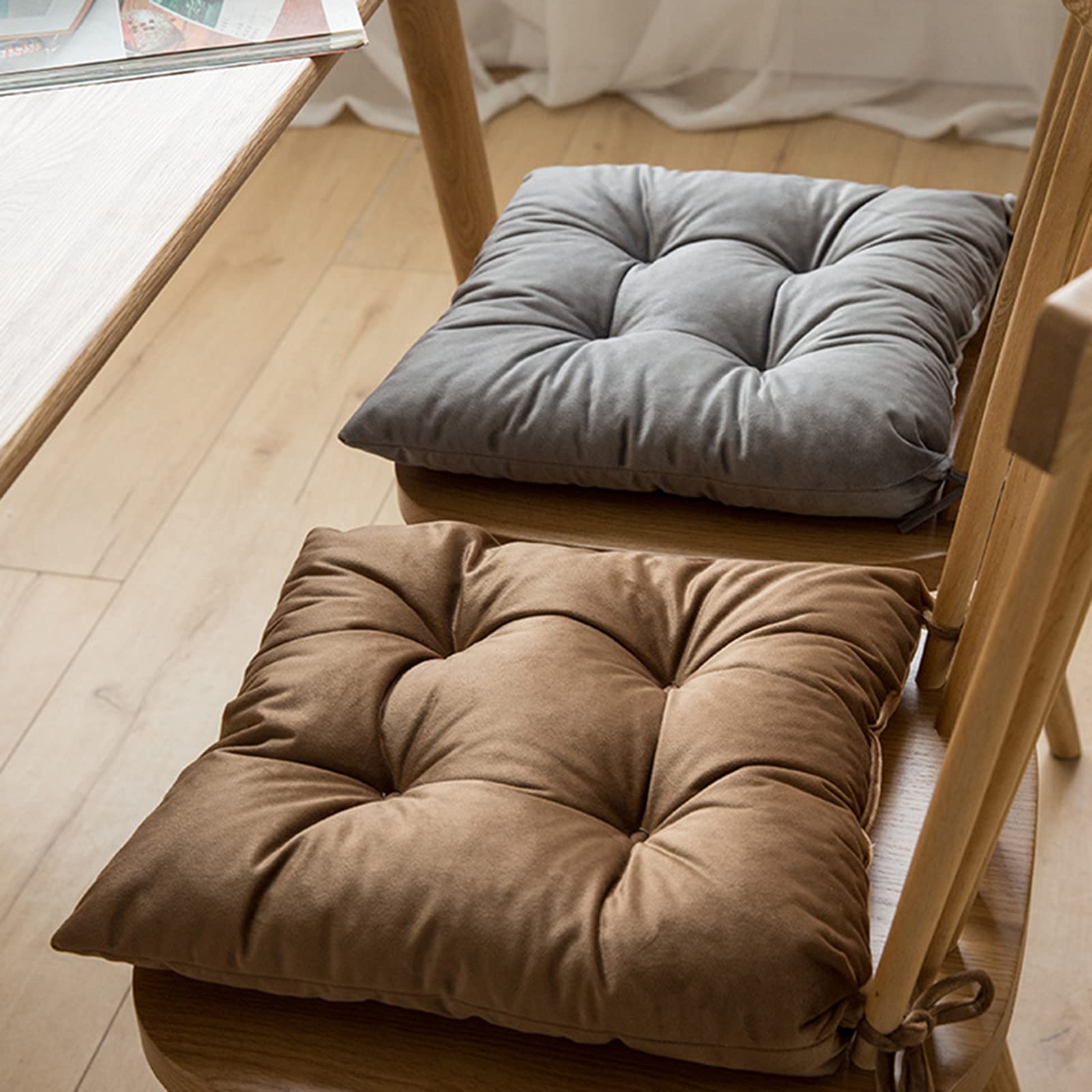 Premium Thick Soft Chair Cushion - Square Cotton Seat Pad with Secure Ties | Non-Slip, Breathable Chair Cover for Rocking Chairs, Dining Room, Patio, Camping & Kitchen Chairs | Perfect Home & Office Comfort Solution