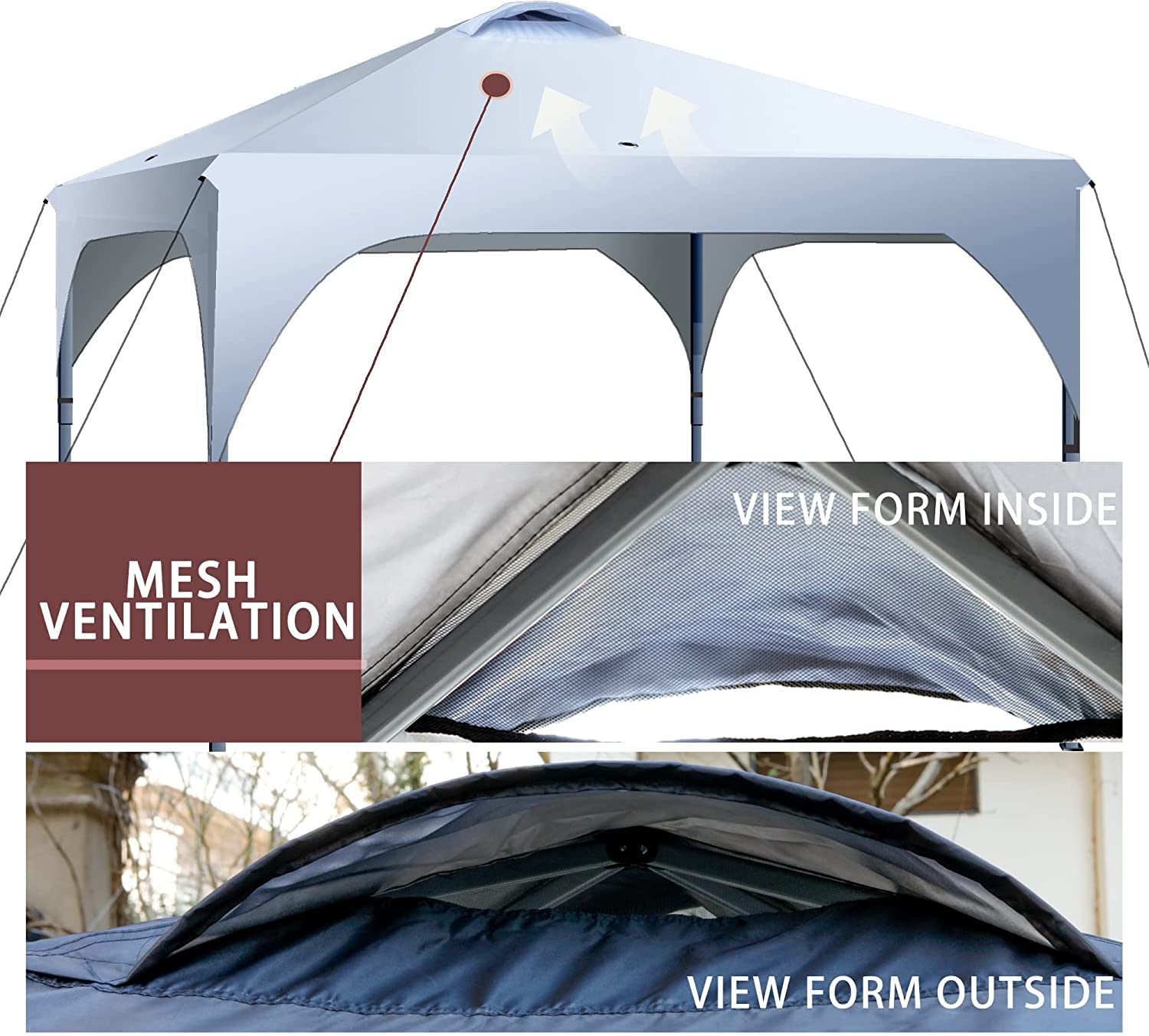 10x10 Pop Up Canopy Tent with Removable Sidewall - Heavy Duty Instant Sun Shade Shelter for Outdoor Events, Camping, Beach, Backyard - Includes 4 Weight Bags, Stakes, Guylines & Carry Case - White
