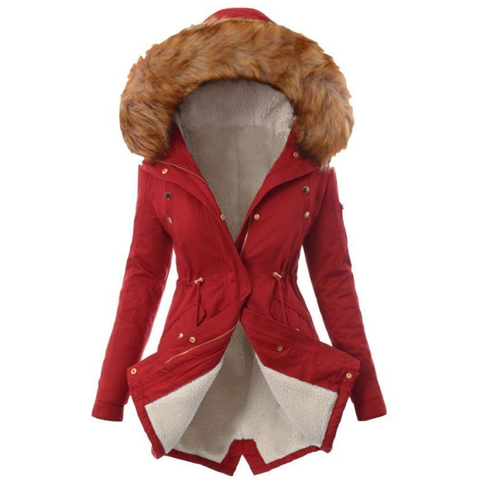Women's Sherpa-Lined Winter Jacket - Cozy Long Sleeve Fleece Coat for Ladies, Perfect for Fall & Winter Outdoor Activities, Hiking, and Casual Wear