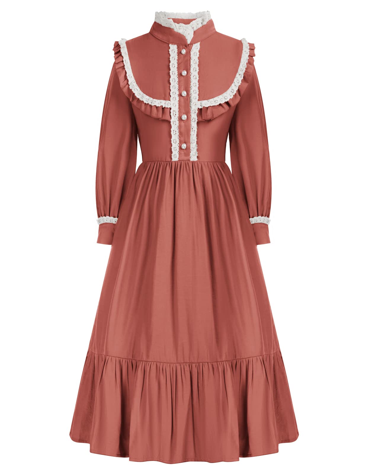 Scarlet Darkness Pioneer Dresses for Girls - 1800s Colonial Victorian Costume for Historical Reenactment, Halloween & Theater Performances