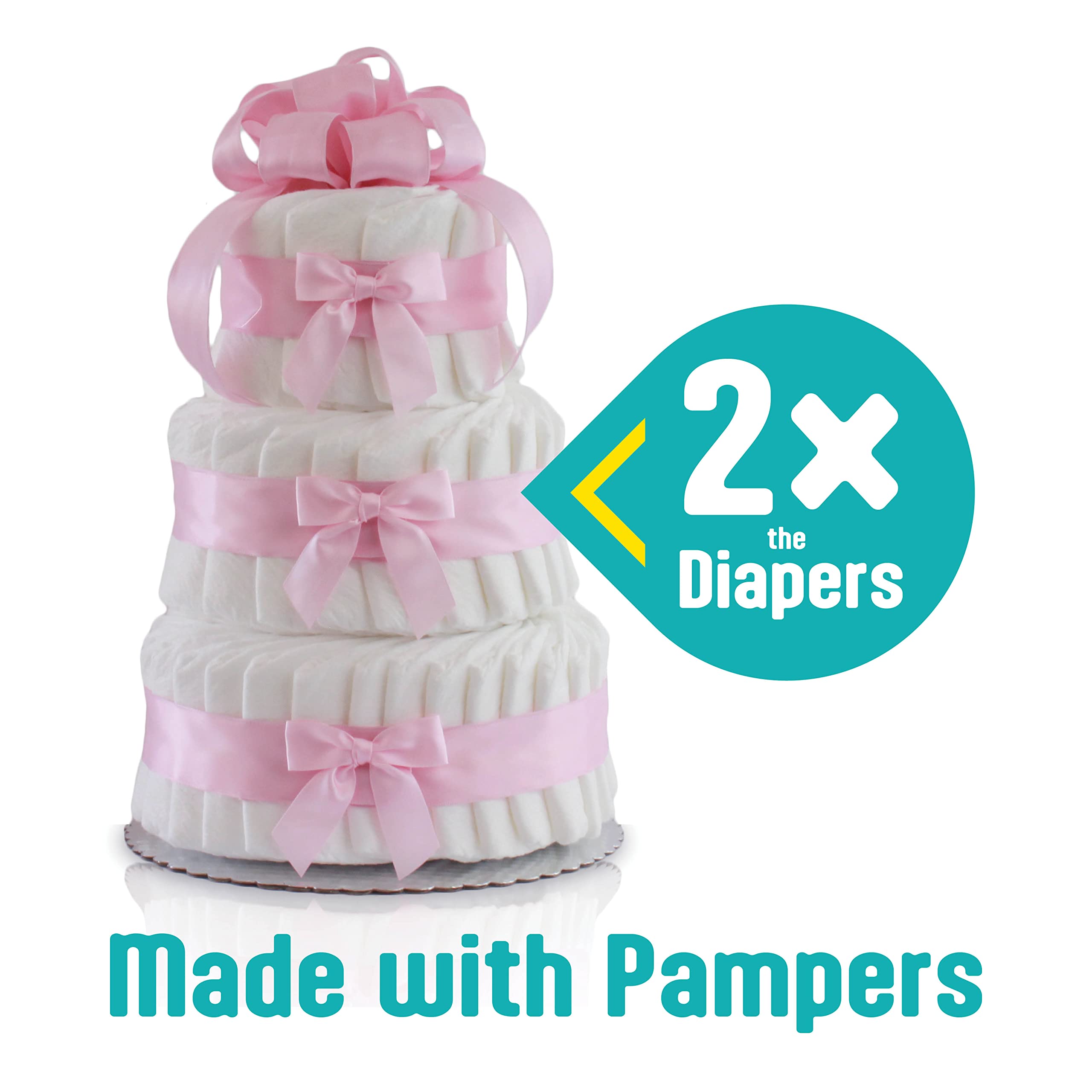 3-Tier Pink Classic Pastel Baby Shower Diaper Cake - Perfect for Gender Reveal Parties, Newborn Gifts & Nursery Decor