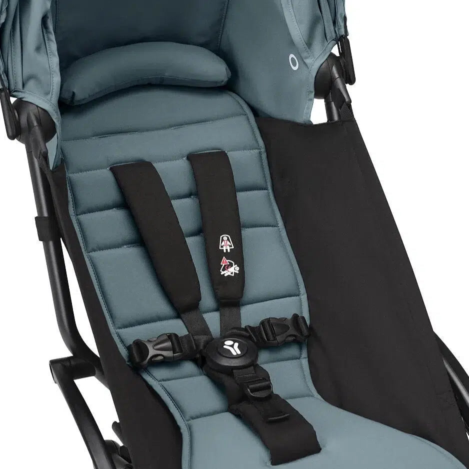 Stokke YOYO 3 Lightweight Baby Stroller - White Frame with Aqua Fabric - Compact Foldable Travel Stroller for Infants 6+ Months | Perfect for Air Travel, City Walks & Shopping