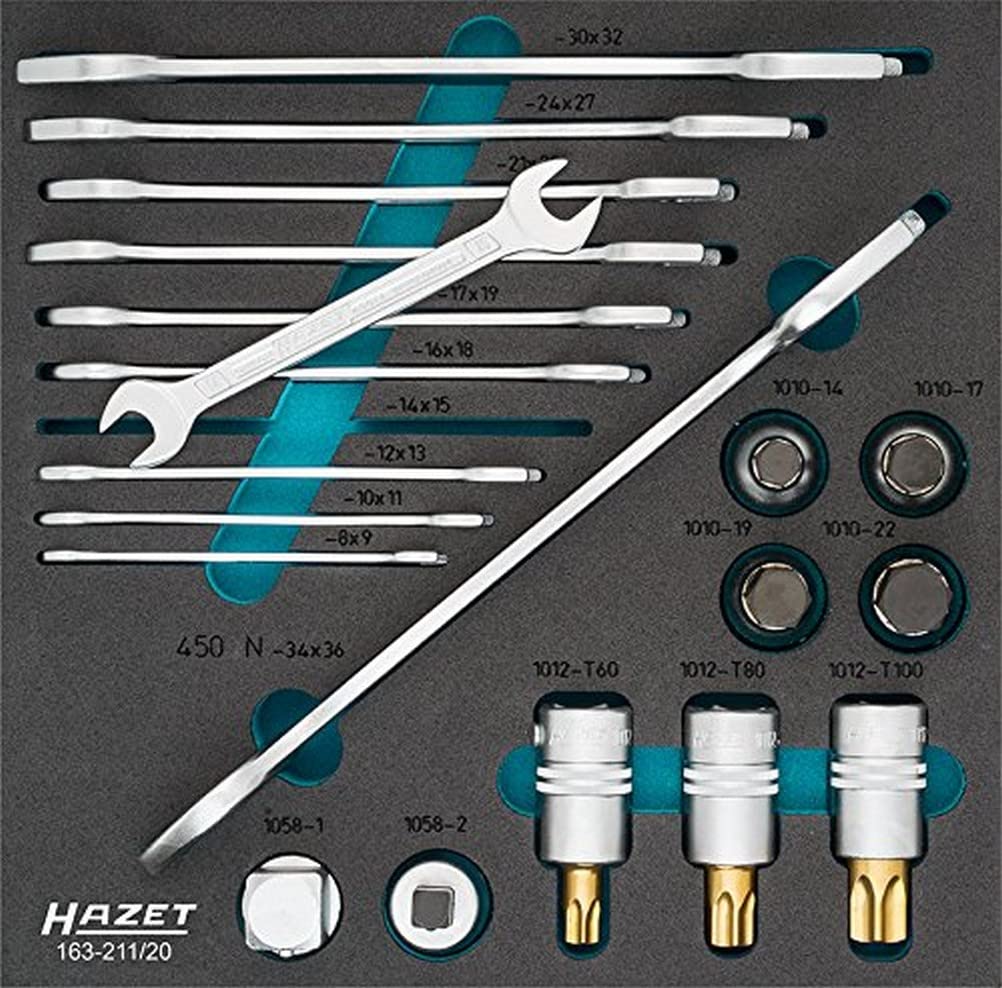 HAZET 163-211/20 Professional 20-Piece Tool Set for Mechanics & DIY - Perfect for Automotive Repair, Home Maintenance & Workshop Projects