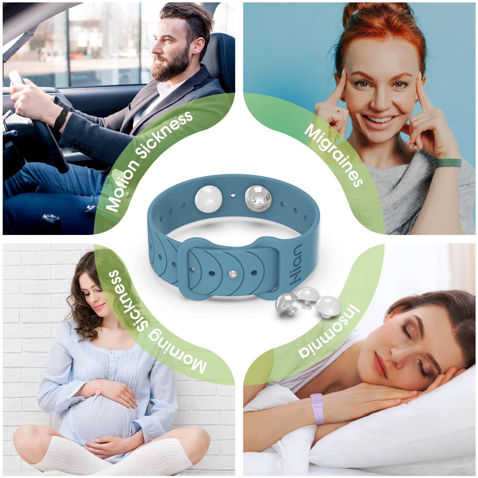 Motion Sickness Bands for Adults & Kids - Adjustable Acupressure Wristbands for Nausea Relief, Headaches, Morning Sickness, Travel & Pregnancy - Natural Remedy for Motion, Car & Sea Sickness (1 Pair Black) - Perfect for Road Trips, Cruises & Air Travel