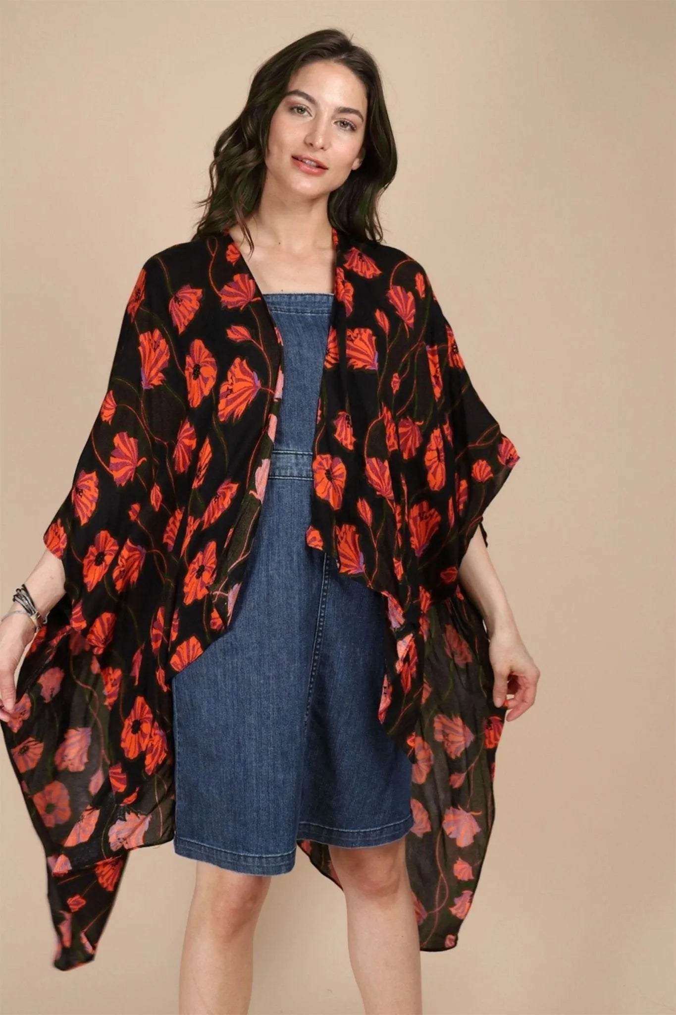 Stylish Poppy Field Casual Kimono for Women - Lightweight Summer Cover Up - Perfect for Beach, Vacation, and Boho Outfits