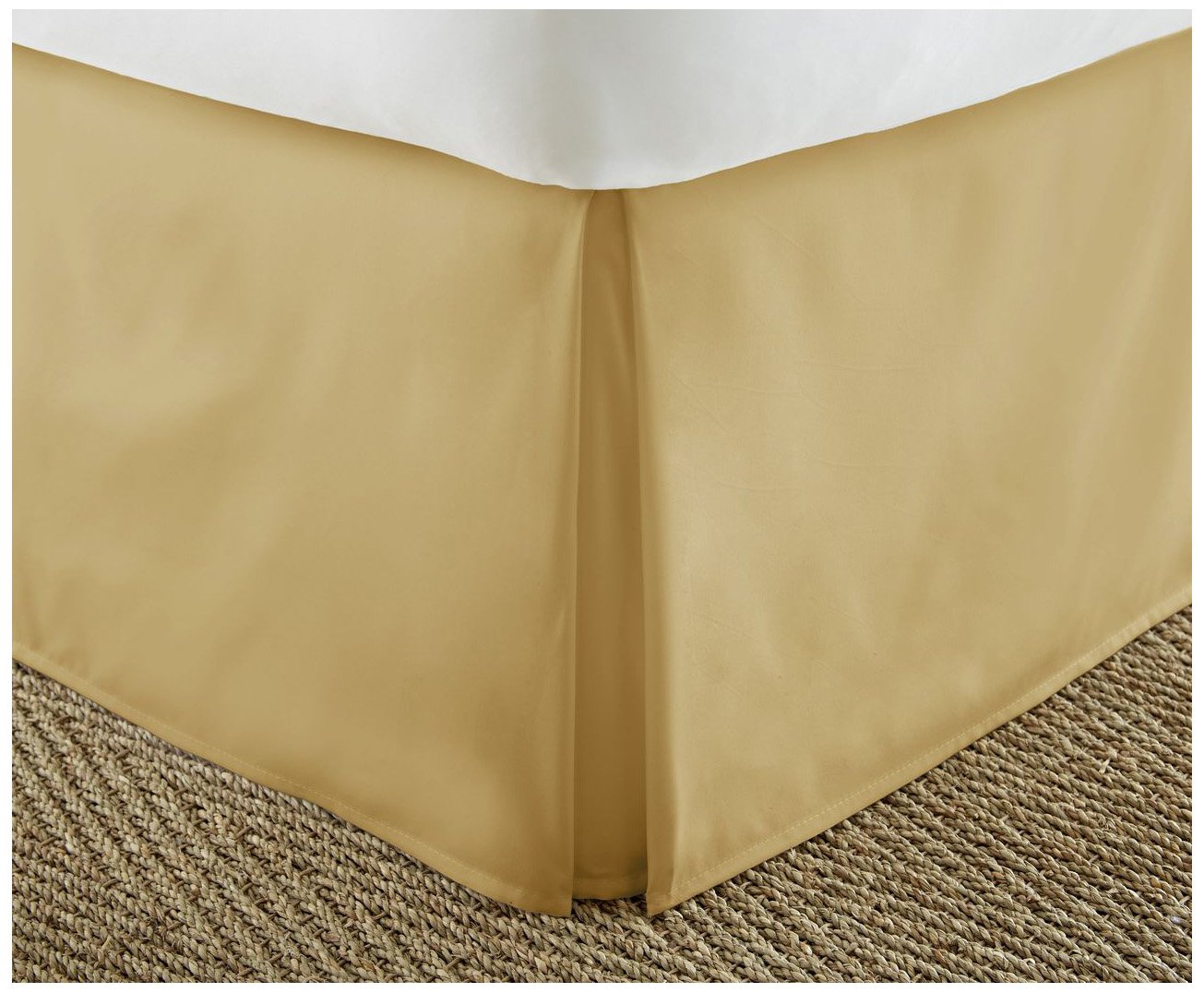 ienjoy Home IEH-BEDSKIRT-King Gold Pleated Bed Skirt for King Size Beds - Luxury Bedroom Decor for Hotel Style Master Suite