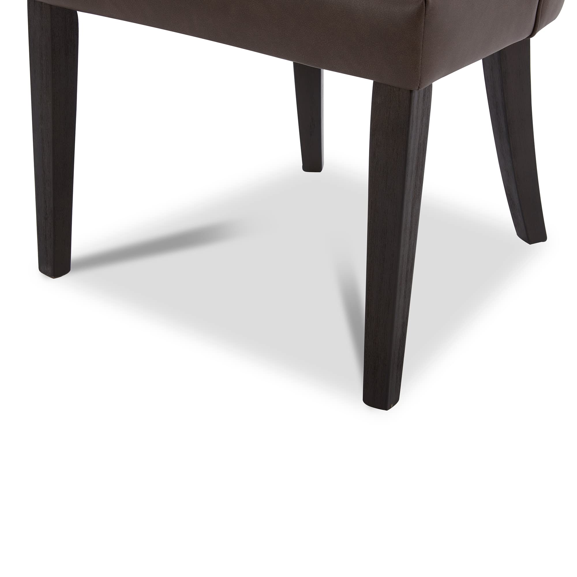 CHITA Farmhouse Tufted Dining Chairs Set of 2 - Modern Upholstered Faux Leather High Back Kitchen Chairs in Chocolate Brown - Perfect for Dining Room, Breakfast Nook or Home Office