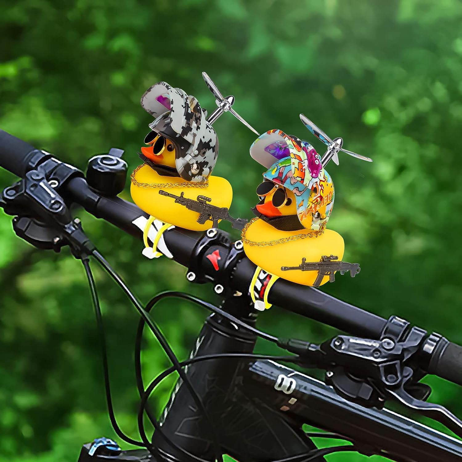 2Pcs Rubber Duck Car Ornaments - Squeeze Duck Dashboard Decor for Cars, Motorcycles & Bicycles | Fun Dashboard Accessories for Road Trips, Commuting and Cycling Adventures