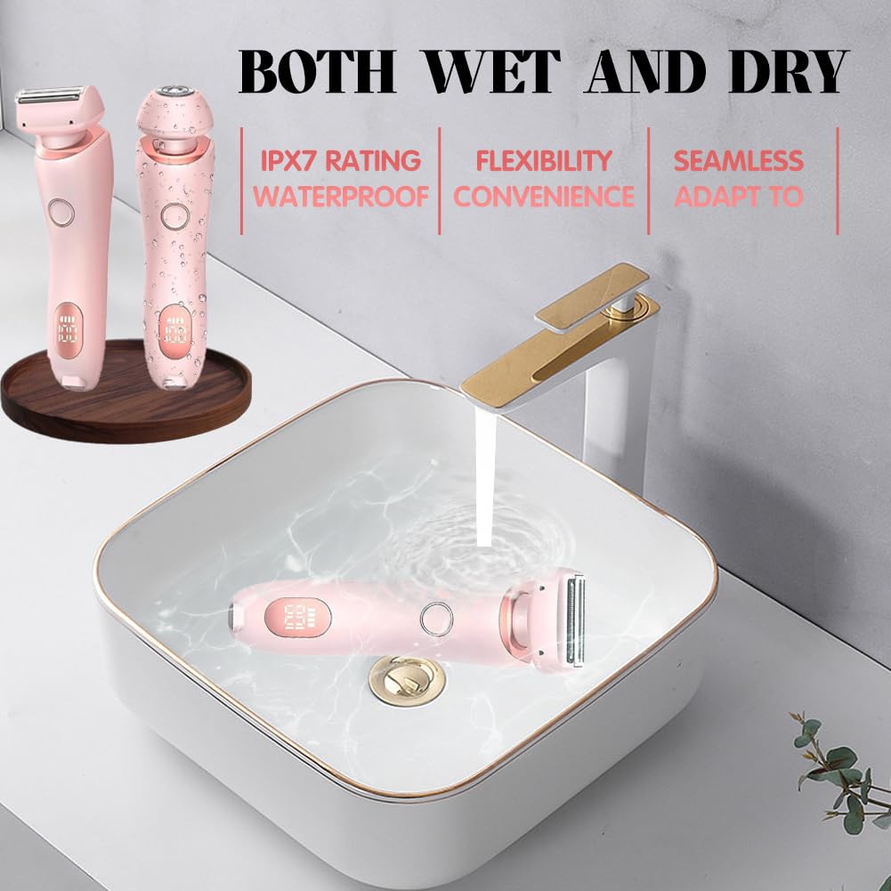 Vantique Electric Shaver for Women - 2 in 1 Painless Hair Removal & Bikini Trimmer, Waterproof Cordless Lady Shaver with GlowBabe Technology, Portable Travel-Friendly Design (Blue) - Perfect for Travel, Gym & Quick Touch-Ups