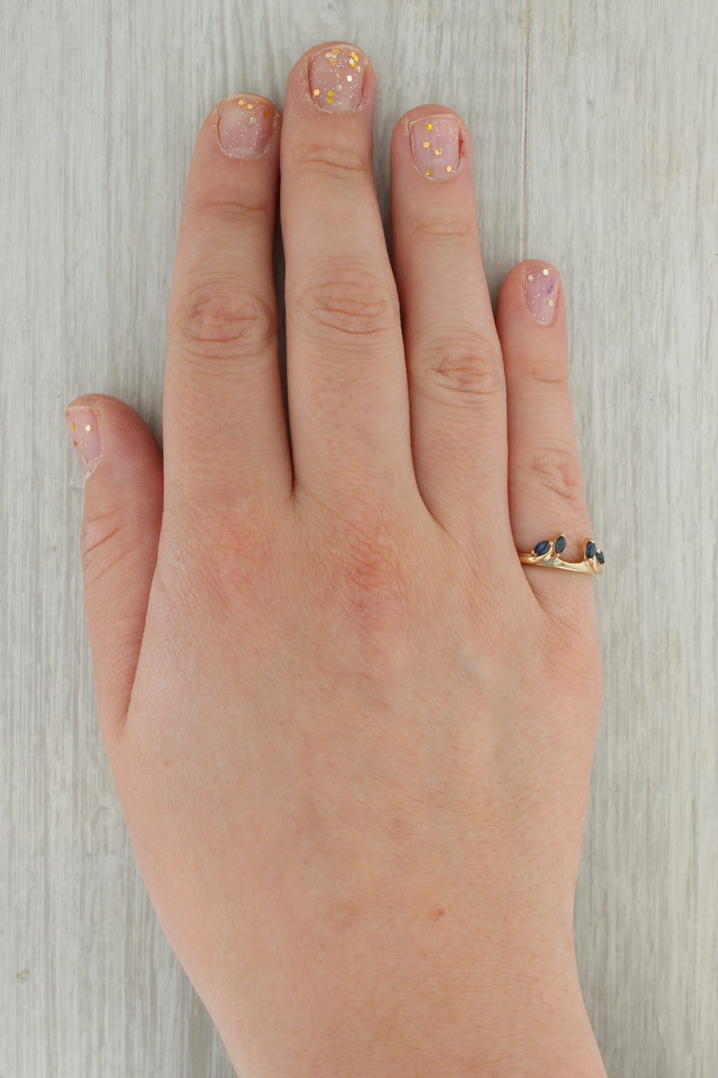 0.25ctw Blue Sapphire Ring Guard Enhancer - 10K Yellow Gold Wedding Band Size 6.5 - Perfect for Bridal Jewelry, Anniversary Gifts & Special Occasions