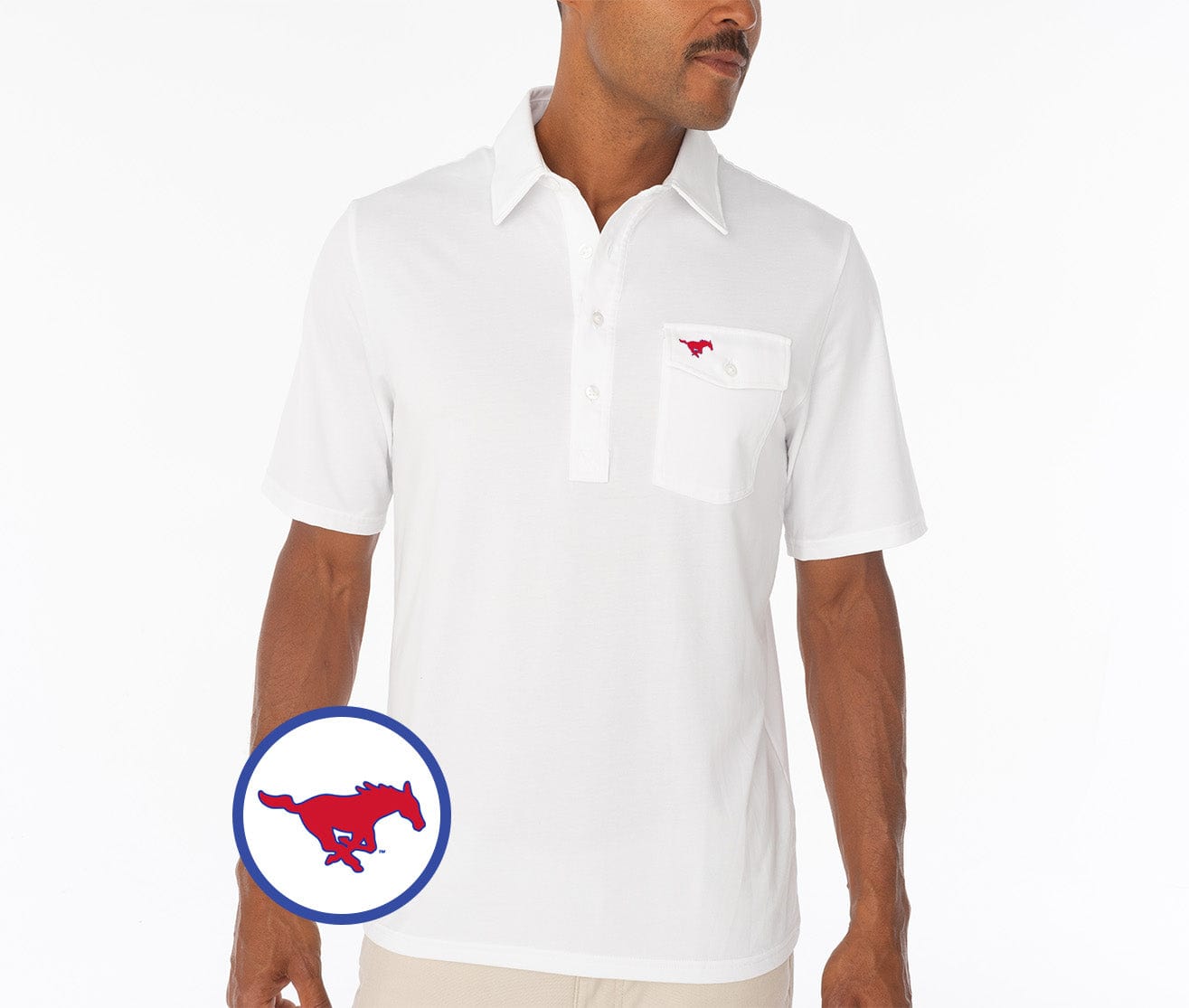SMU Mustang Coach's Performance Players Shirt - Breathable Athletic Jersey for Football, Basketball & Training - White