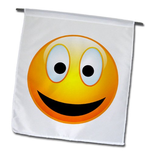 3D Rose Smiley Face Garden Flag - 12x18 Inch Yellow & Black Happy Face with Glowing Nose - Outdoor Decorative Flag for Yard, Patio, and Garden Decor