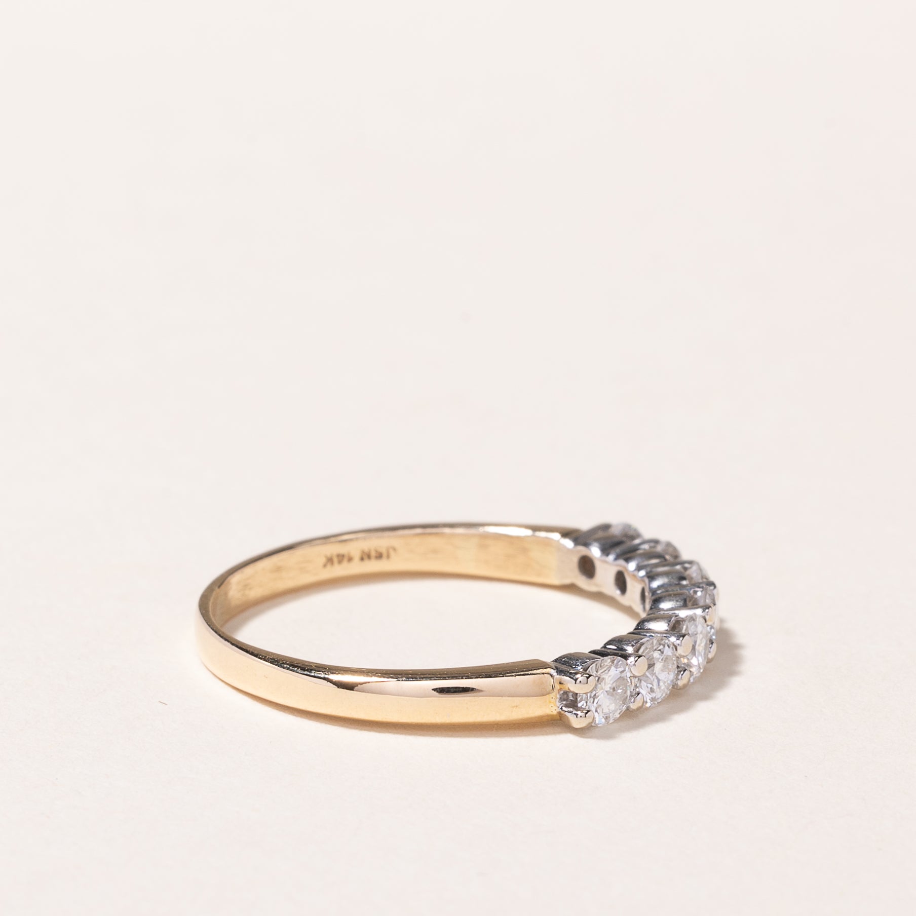 14K Yellow Gold Seven Stone Diamond Band Ring - 0.70ctw Total Weight - Size 8 - Perfect for Engagement, Wedding, Anniversary & Special Occasion Jewelry Gifts