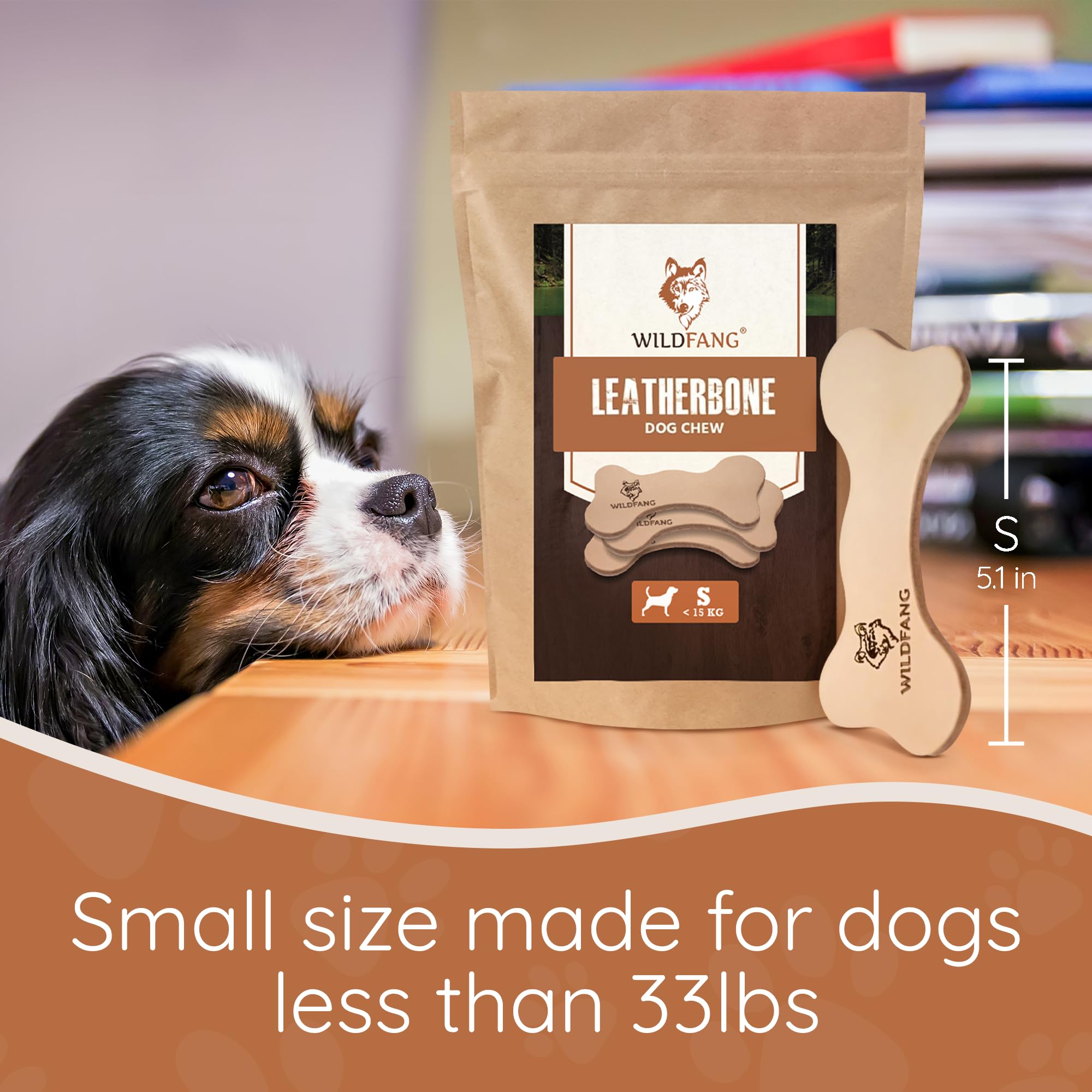 Premium Wildfang Leather Bones for Dogs - Natural Long-Lasting Dog Chew Sticks, Durable Leather Chew Toys for Aggressive Chewers, Safe Puppy Teething Toys (Set of 3) - Perfect for Training, Teething Relief & Dental Health