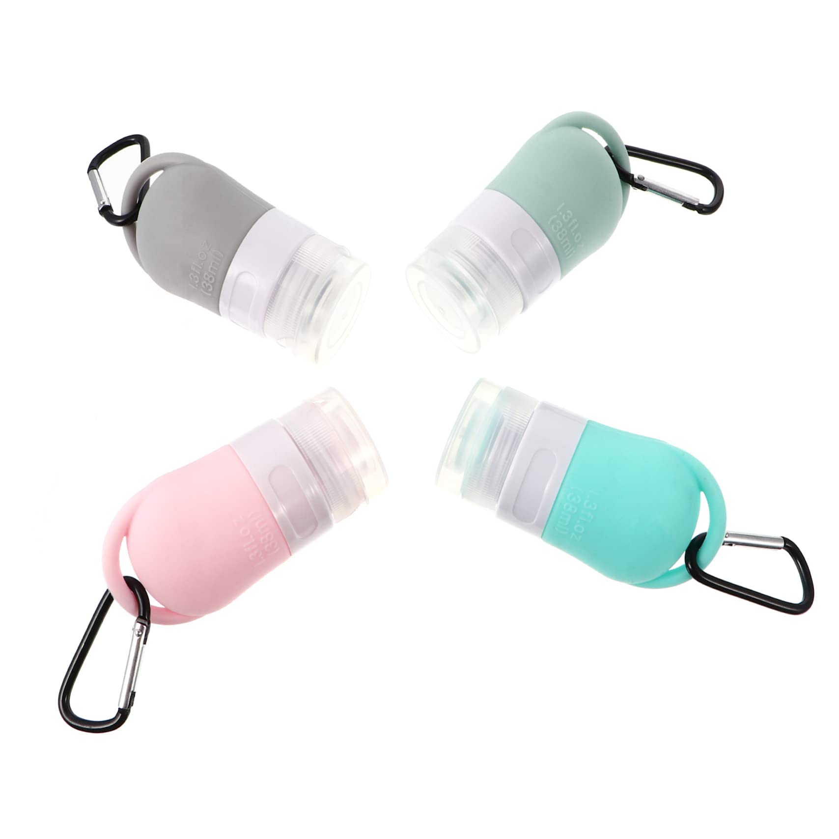 4pcs Clear Silicone Travel Bottles for Toiletries - Leak-Proof Cosmetic Dispensers, Shower Gel & Lotion Containers - Perfect for Air Travel, Gym, Camping & Daily Use (Keychain Included)
