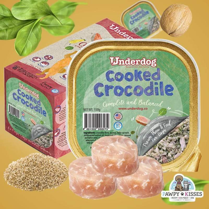Premium Underdog Cooked Crocodile Fresh Frozen Dog Food - 1.2kg Grain-Free High Protein Meal for Dogs - Perfect for Sensitive Stomachs & Allergies - Ideal for Raw Diet Transition & Special Occasion Treats