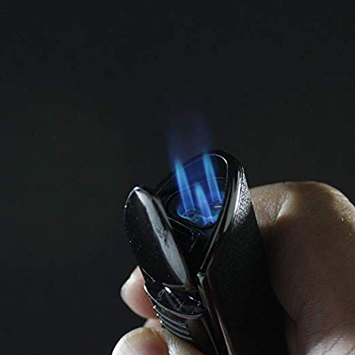 Triple Jet Flame Butane Torch Lighter with Cigar Punch - Windproof Refillable Lighter for Cigars, Cigarettes & Outdoor Use - Perfect for Camping, BBQ and Smoking Accessories