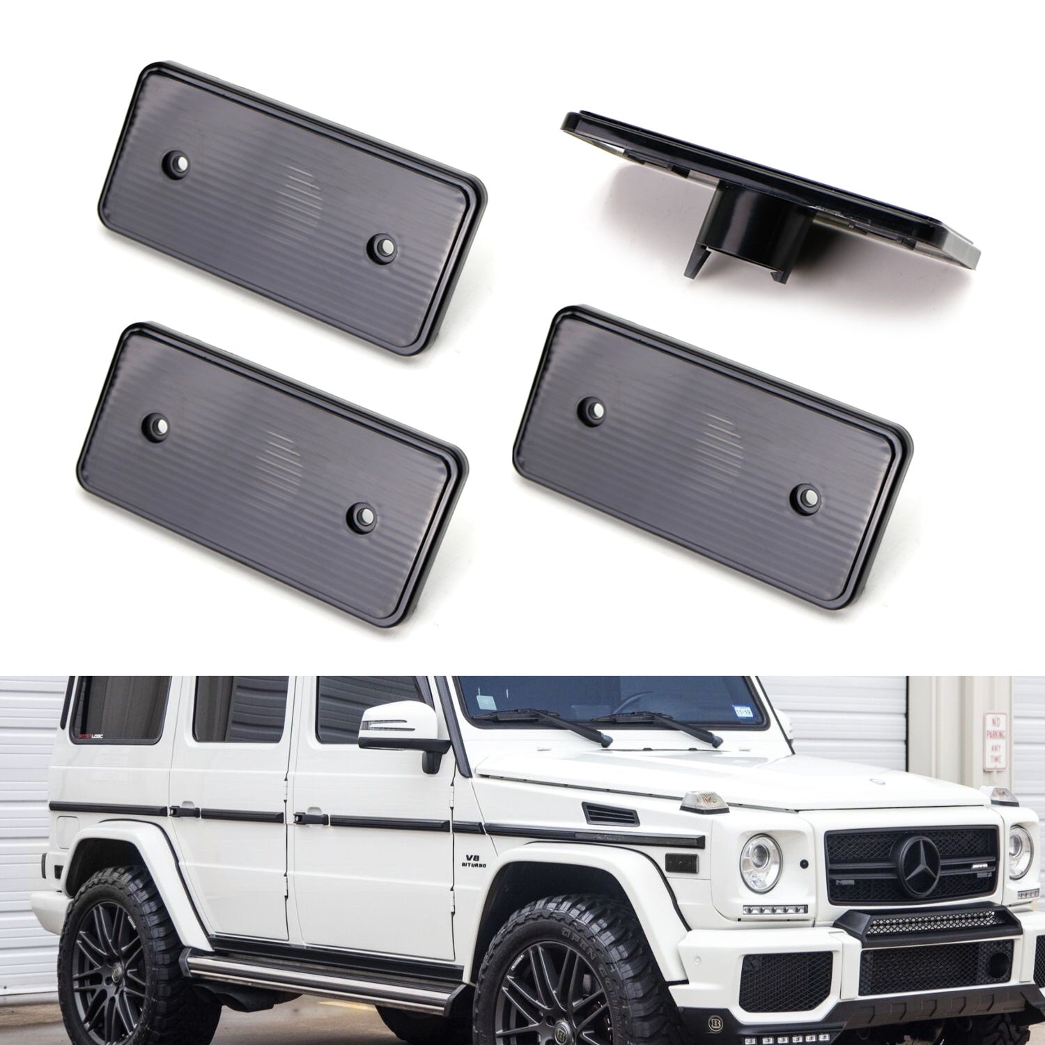 2002-2014 Mercedes W463 G Class Front & Rear Side Marker Lamp Lens Covers - Replacement Light Covers for G Wagon - Perfect for Off-Roading & Night Driving Safety