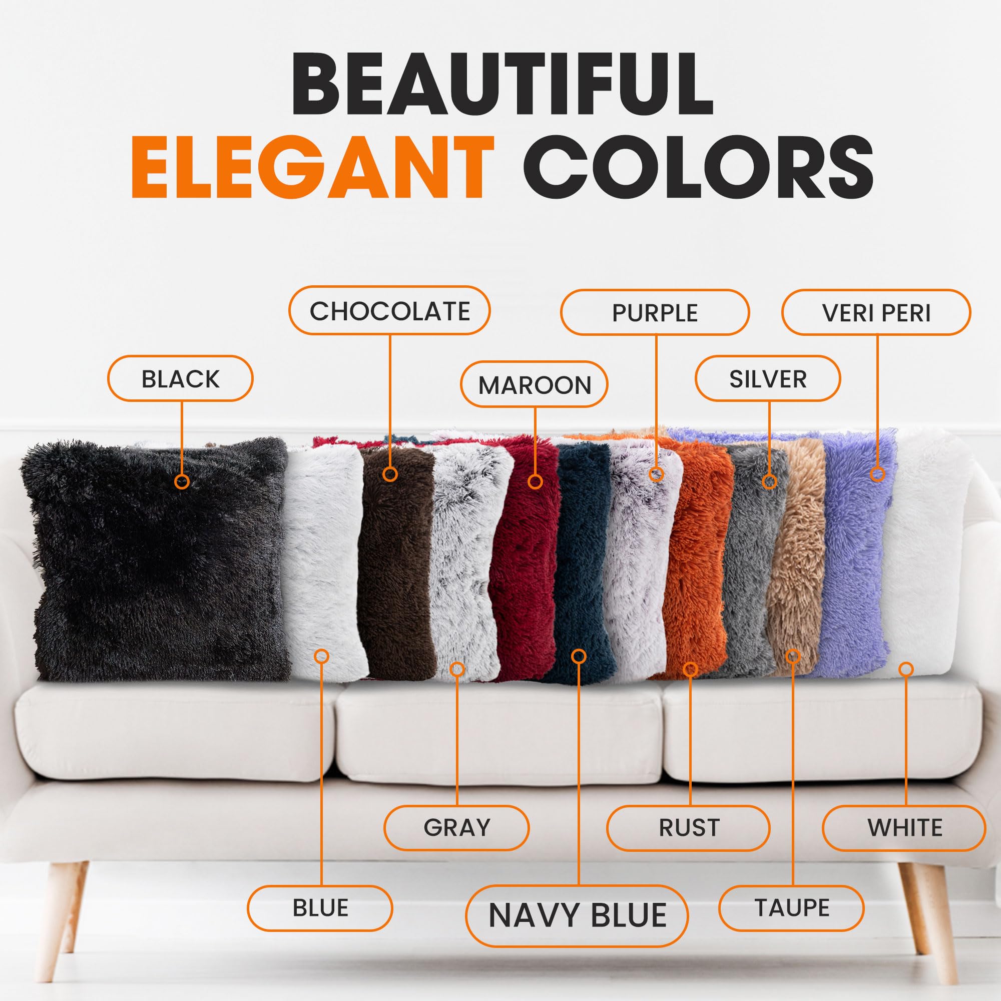 Soft Shaggy Throw Pillows for Couch & Bed - 20
