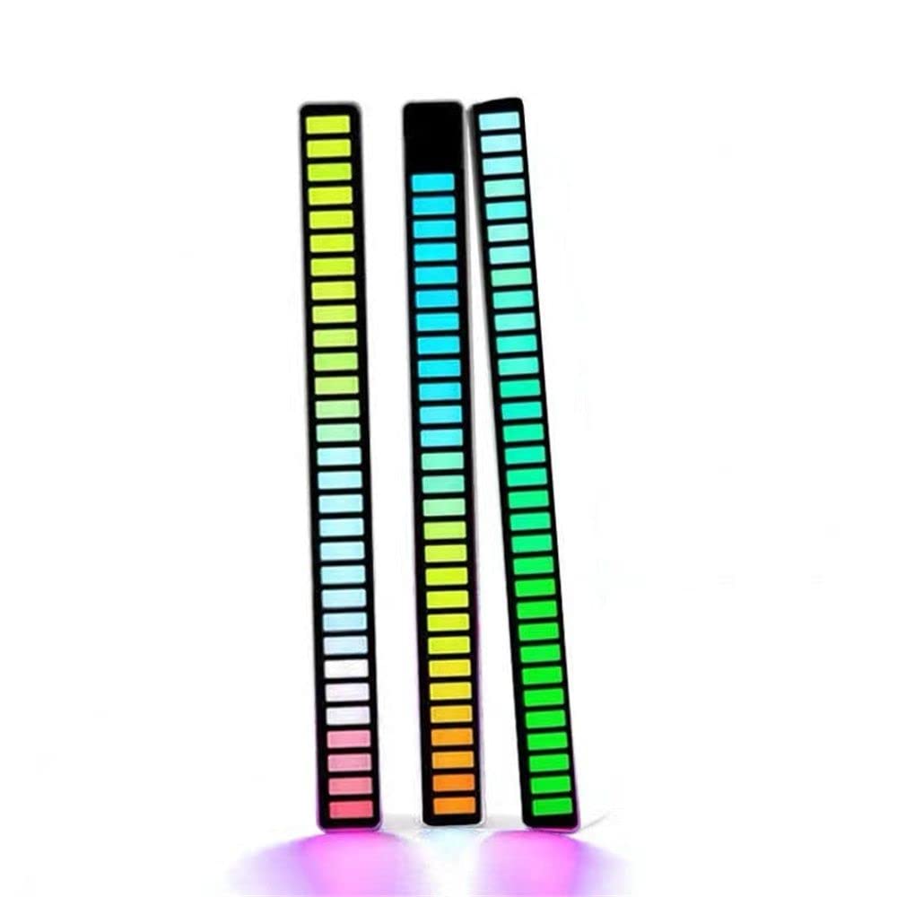 MNTT Auto Car Computer Rhythm Lamp - USB/Rechargeable RGB LED Strip Light with 32 LEDs & Sound Control (White) - Perfect for Car Interior, Gaming Setup, and Party Decorations