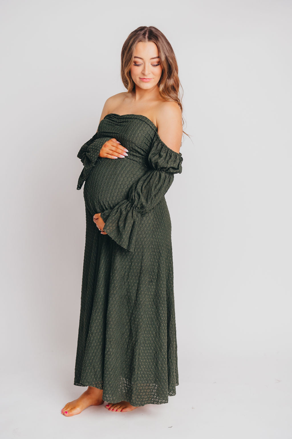 Corrine Women's Maxi Dress with Pockets - Flowy Long Summer Dress in Hunter Green for Beach, Vacation & Casual Wear