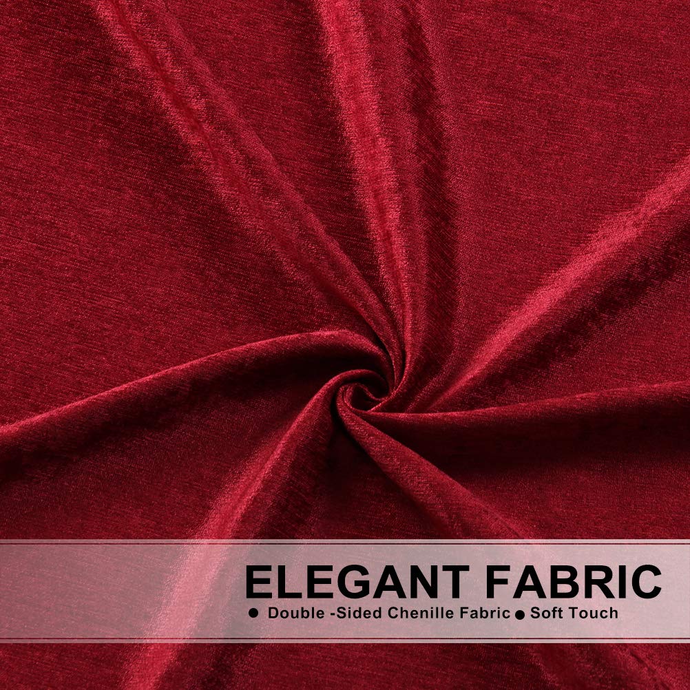 ELKCA Thick Chenille Window Curtain Valance with Tassels - Burgundy Red Waterfall Valance for Living Room, Festival & Holiday Decor (110 Inches Wide) - Perfect for Christmas, Thanksgiving & Home Decoration