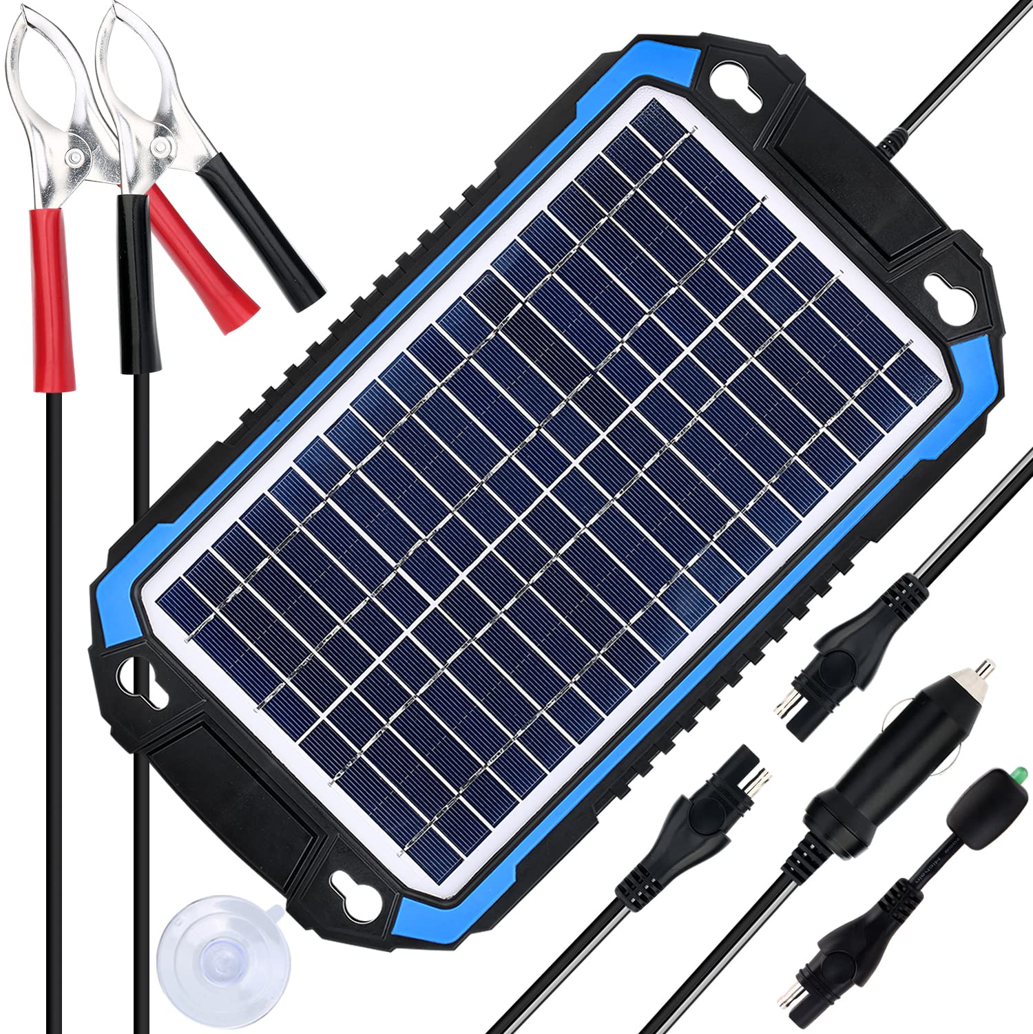 SUNER POWER 12V Solar Car Battery Charger & Maintainer - 6W Waterproof Portable Solar Panel Kit for Deep Cycle Marine, RV, Trailer, Boat - Perfect for Outdoor Camping, Road Trips & Emergency Power Backup