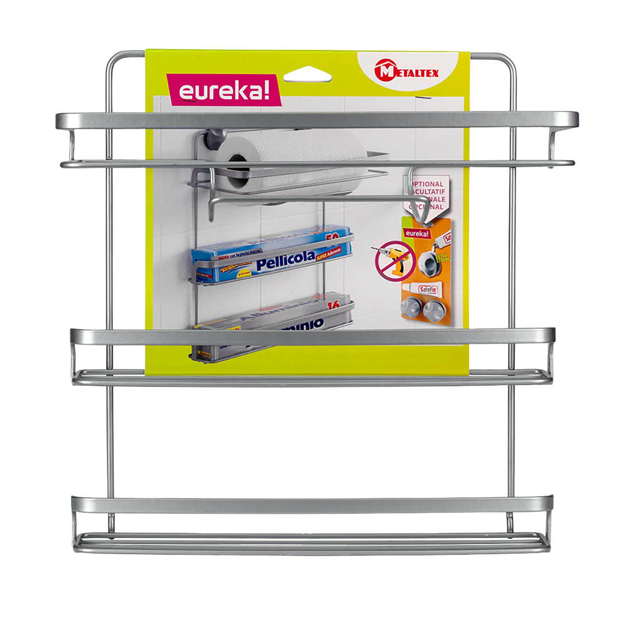 Metaltex Eureka 3-Stage Metal Kitchen Roll Dispenser, Silver - Perfect for Countertop Paper Towel Storage in Kitchens & Restaurants