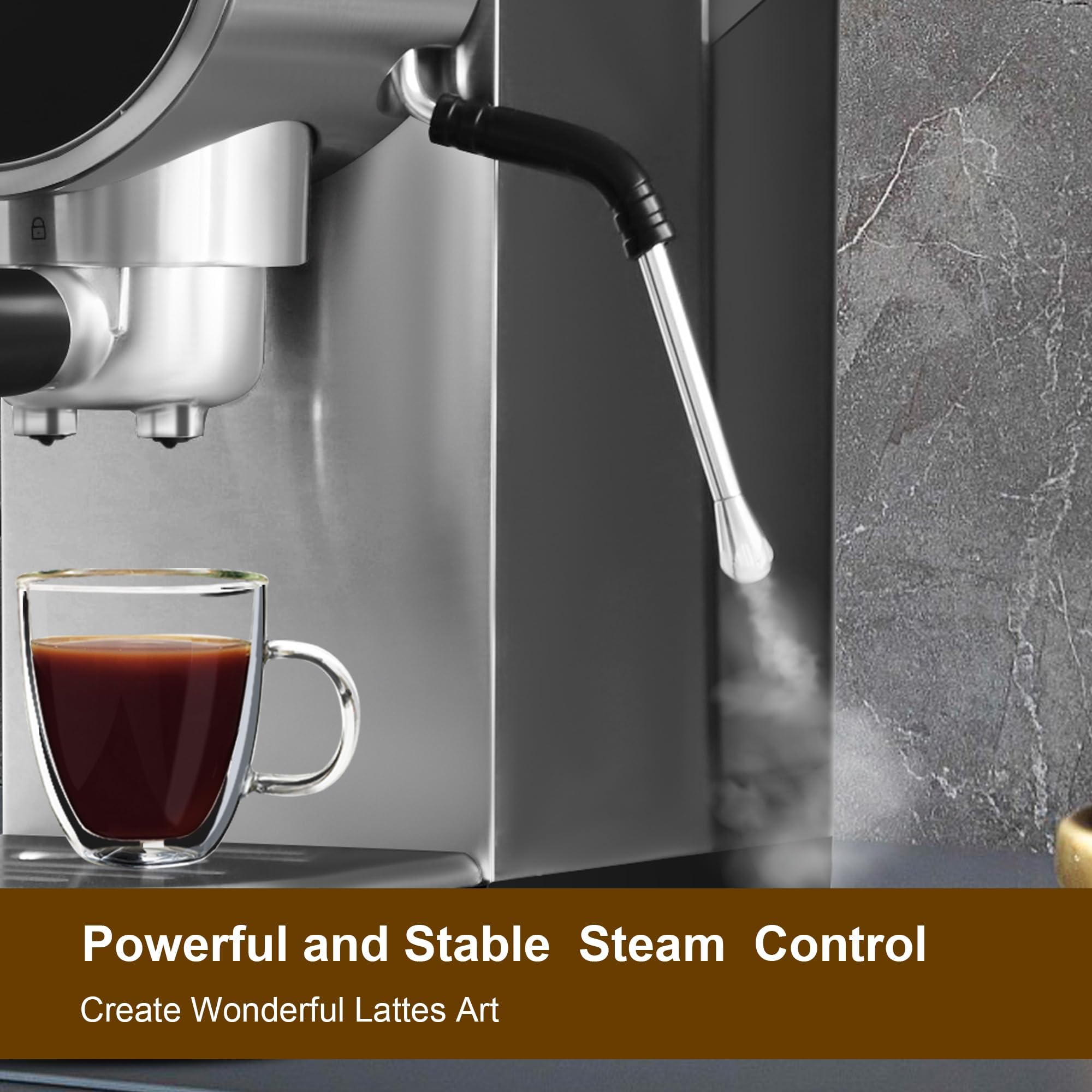 20 Bar Professional Espresso Machine for Home with Milk Frother Wand - Digital Touch Screen Coffee Maker, 30oz Removable Water Tank - Automatic Espresso & Cappuccino Maker for Latte, Americano - Perfect for Kitchen, Office, Coffee Shop & Gifts