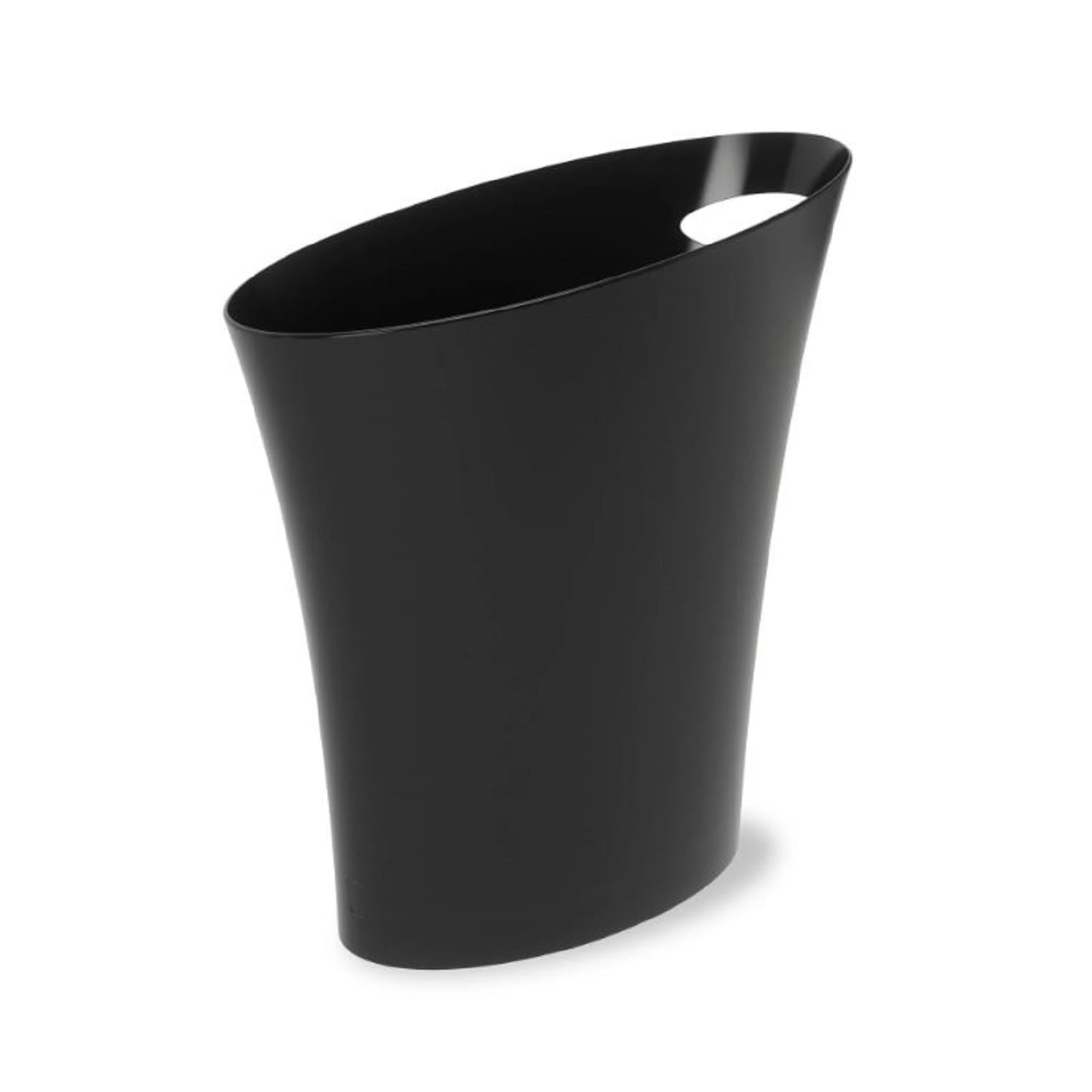 Umbra Skinny Trash Can - 2 Gallon Small Garbage Bin with Modern Design for Bathroom, Office & Kitchen - Sleek Black Waste Basket for Home & Office Use