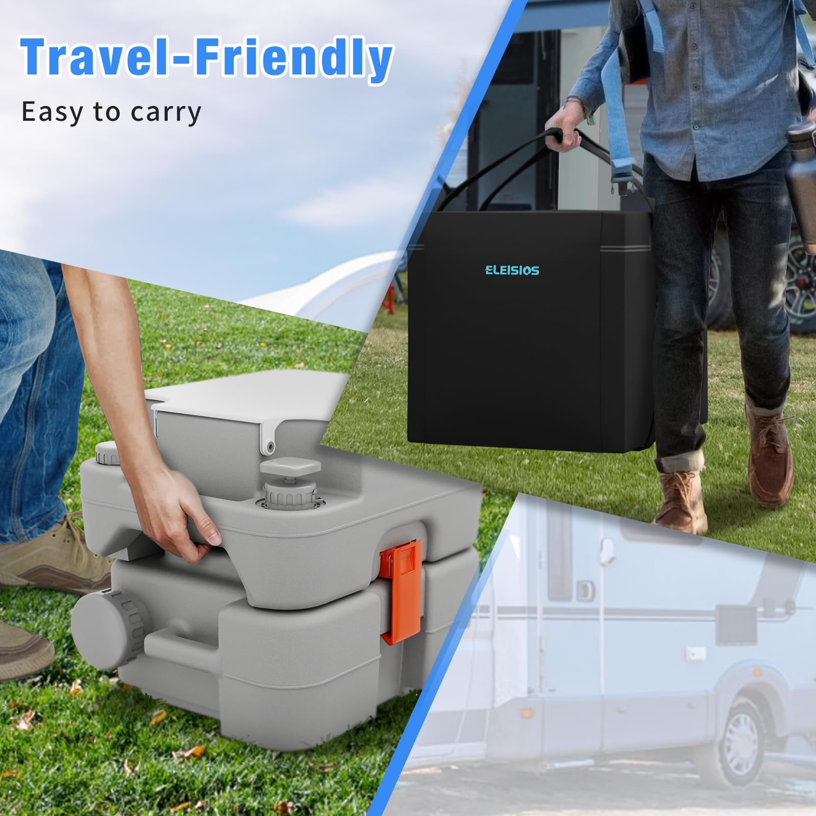 5.8 Gallon Portable Camping Toilet with Anti-Leak Pump & Carry Bag - Lightweight RV Toilet for Travel, Boating, Outdoor Adventures & Emergency Preparedness | Perfect for Camping, Road Trips, Marine Use & Off-Grid Living