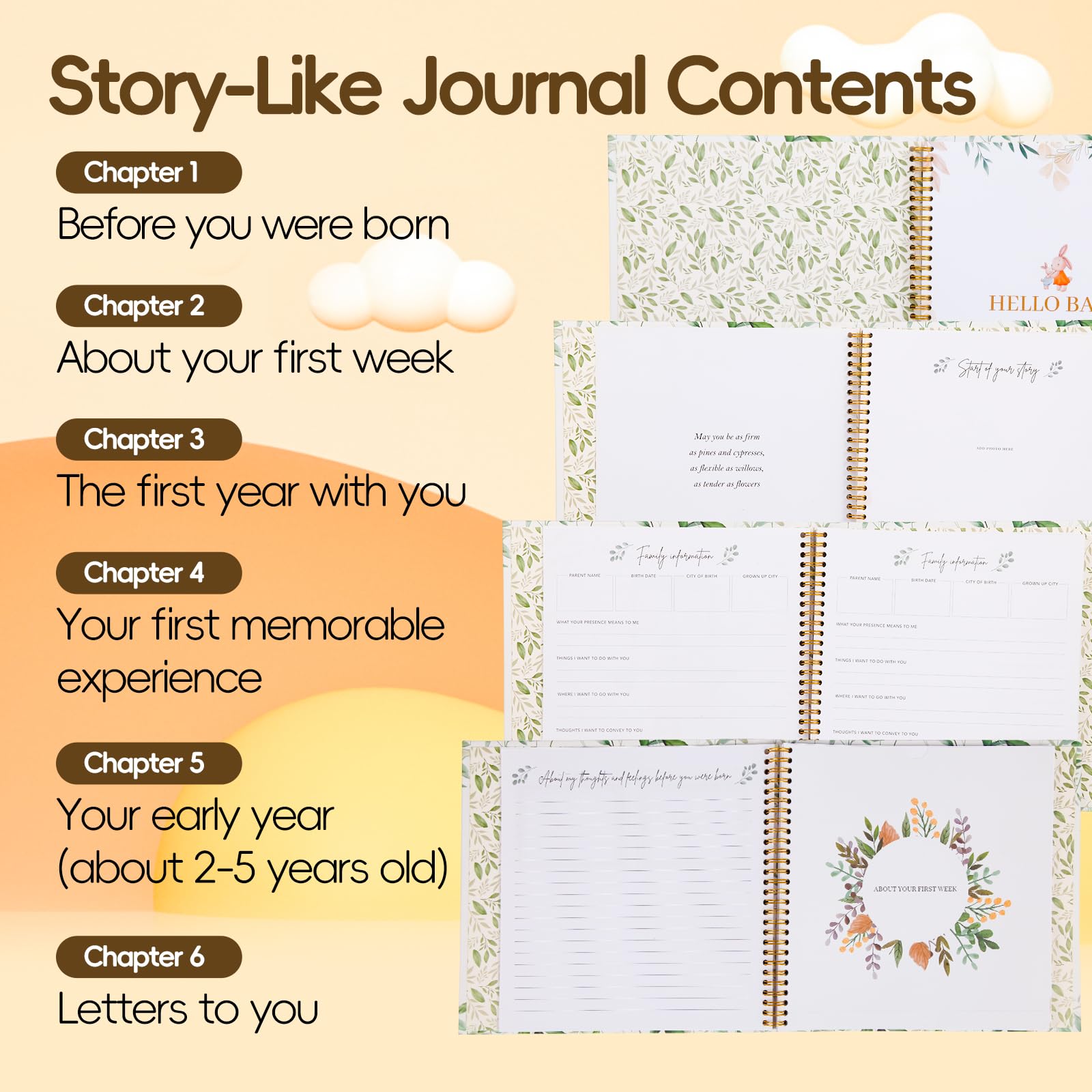 Baby Memory Book - 5 Year Photo Album for Boys & Girls, Pregnancy Journal & Baby Shower Gift - Perfect for New Parents to Record Milestones