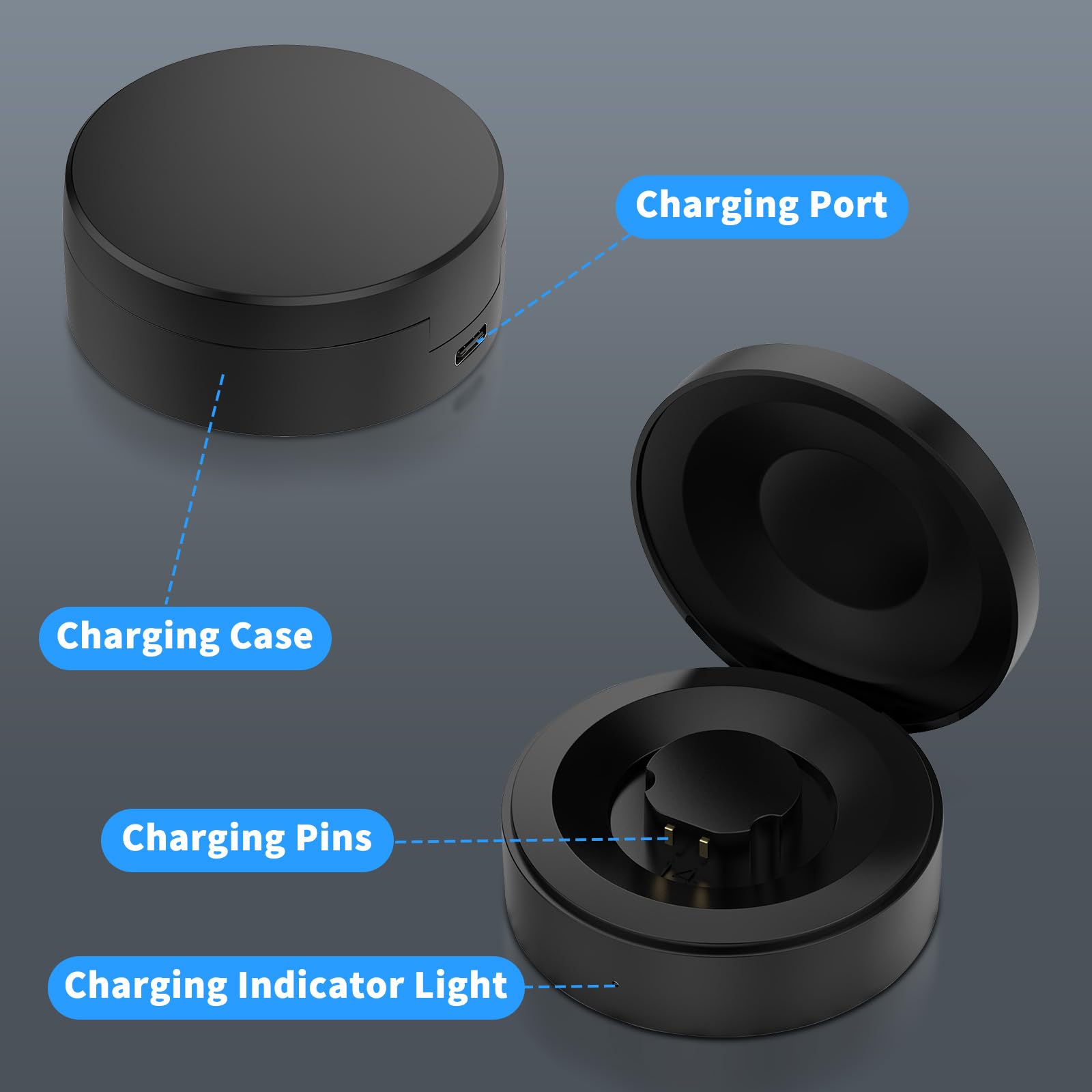 RingConn Gen 1 Smart Ring Charger Case - Portable Magnetic Charging Dock with XL Compartment (Fits Size 14) - Perfect for Travel, Gym & Daily Smart Ring Protection