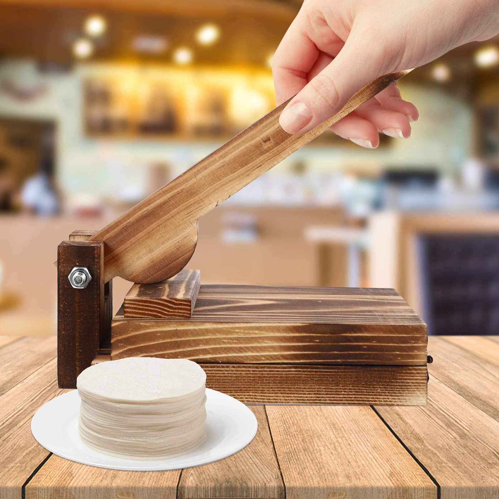 Premium Wooden Dumpling Maker - Handheld Dough Press Tool for Homemade Dumplings, Pastries, Tortillas, Pancakes, Ravioli & Chapati | Perfect for Asian Cuisine, Italian Pasta & Mexican Dishes | Kitchen Essential for Home Cooks & Bakers