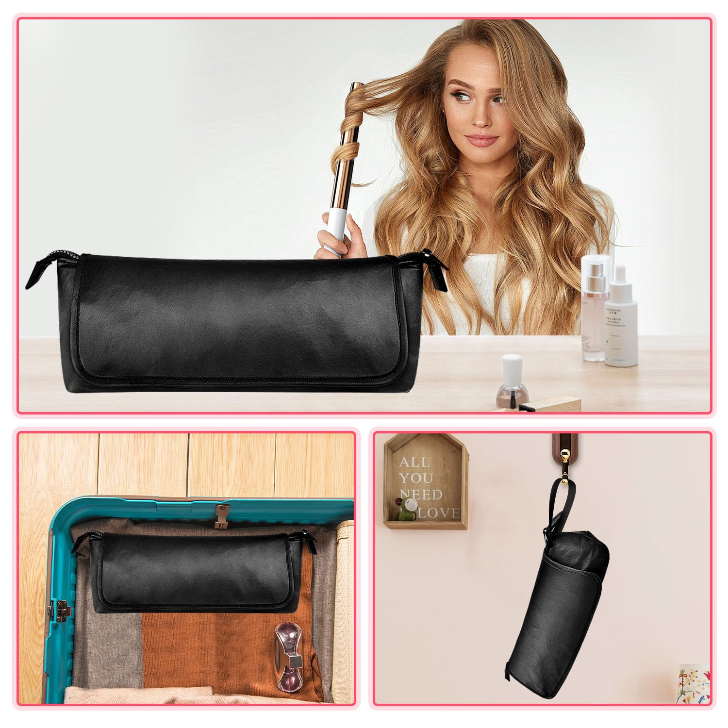 Heat Resistant Travel Bag for Hair Tools - Double Layer Carrying Case for Straightener, Curling Iron & Hair Dryer | Perfect for Vacation, Business Trips & Salon Professionals