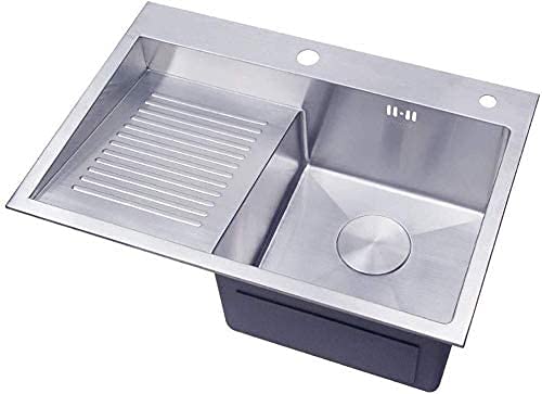 Stainless Steel Kitchen Sink - Brushed Single Bowl Undermount Sink for Modern Home & Restaurant Use